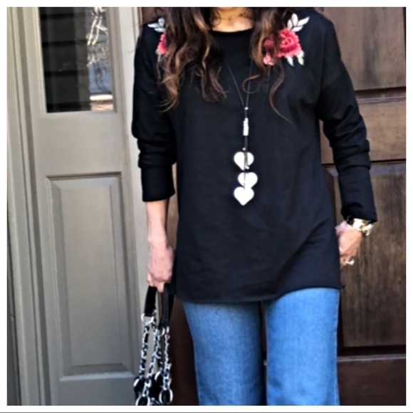 ✨LAST ONE✨Paris floral patch shoulder chic tunic - Picture 5 of 8